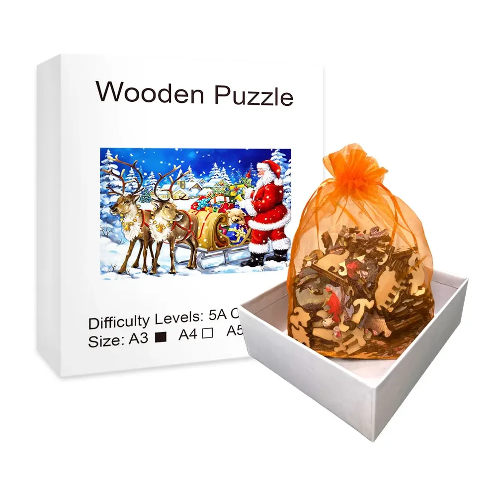 Santa Claus Reindeer Wooden Puzzle Irregular Shape Christmas Gift Party Game Christmas Party Gift