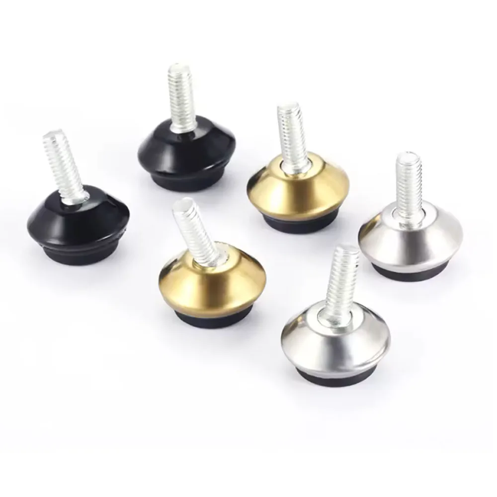 4Pcs Adjustable Metal Furniture Levelers Feet Leg M6x15mm Thread Screw Black/Silver/Gold For Cabinet Table Chair Machine Base