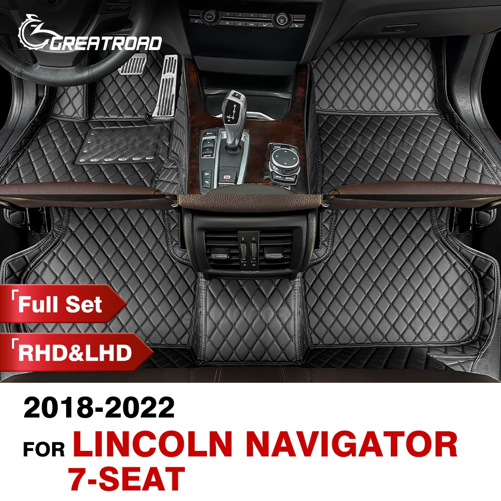 Car Floor Mats For Lincoln Navigator 7 Seats 2018 2019 2020 2021 2022 Custom Foot Pads Carpet Cover Interior Accessories