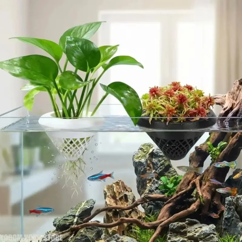 3D Floating Hydroponic Aquatic Planter Water Plant Pot Container For Aquarium Fish Tank Fish Bowl