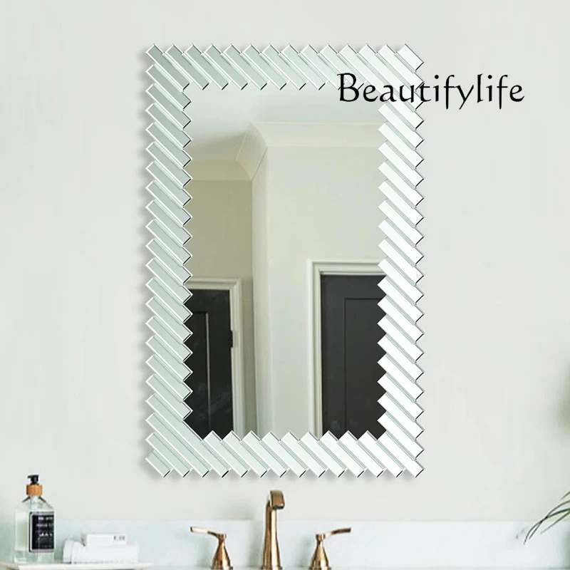 Neoclassical mirror modern light luxury wall hanging bathroom mirror bedroom dressing washstand makeup mirror art decoration