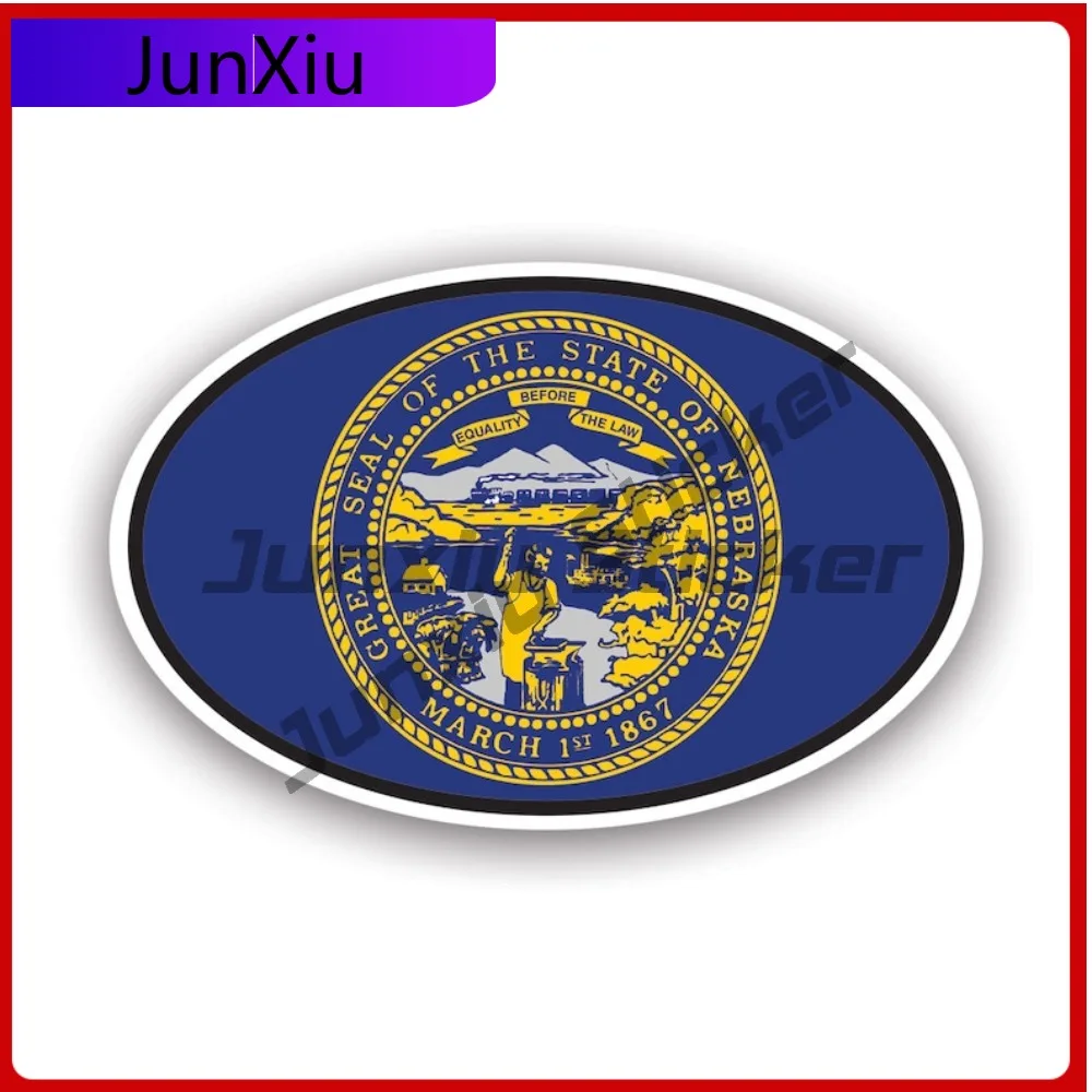 

Nebraska Flag Oval Sticker Waterproof Outdoor Funny Bumper Waterproof Vinyl Decal For Air Conditioners High Quality Protection