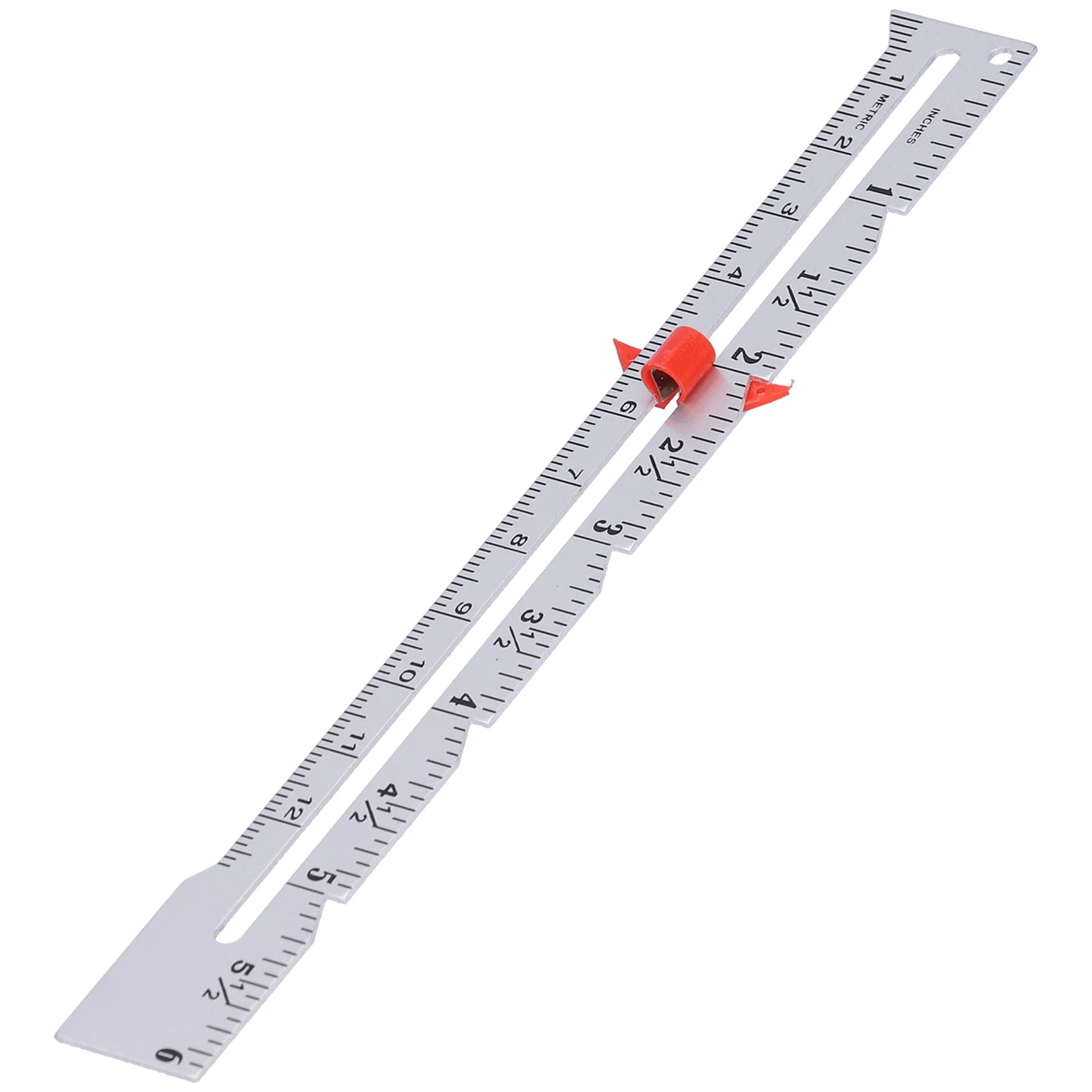Jauge de mesure d'ourlet de couture en alliage d'aluminium, jauge coulissante de couture, outils de mesure de la marge de couture 15x1.7cm