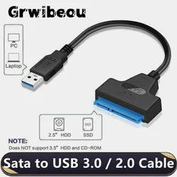 USB SATA 3 Cable Sata To USB 3.0 / 2.0 Adapter Support 2.5Inch External SSD HDD Hard Drive UP To 6 Gbps 22 Pin Sata III Cable