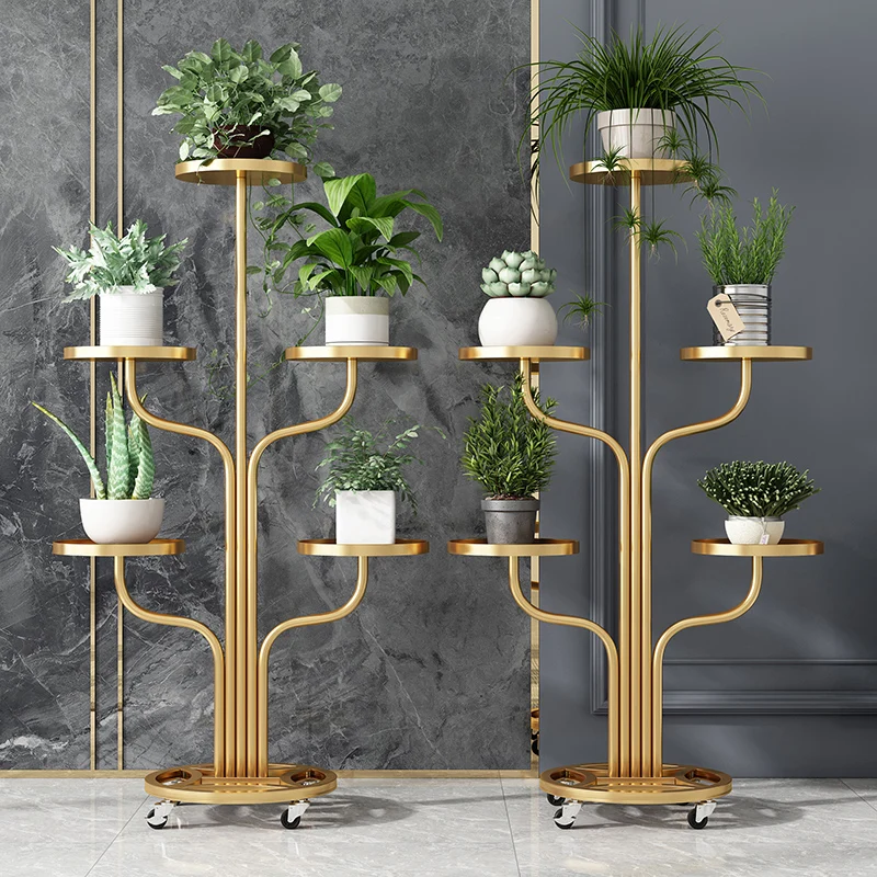 Multi-Tier Iron Flower Stand Creative Floor Plant Holder   Organizer Rustic Chic Planter Display Rack Sturdy Greenery Shelf