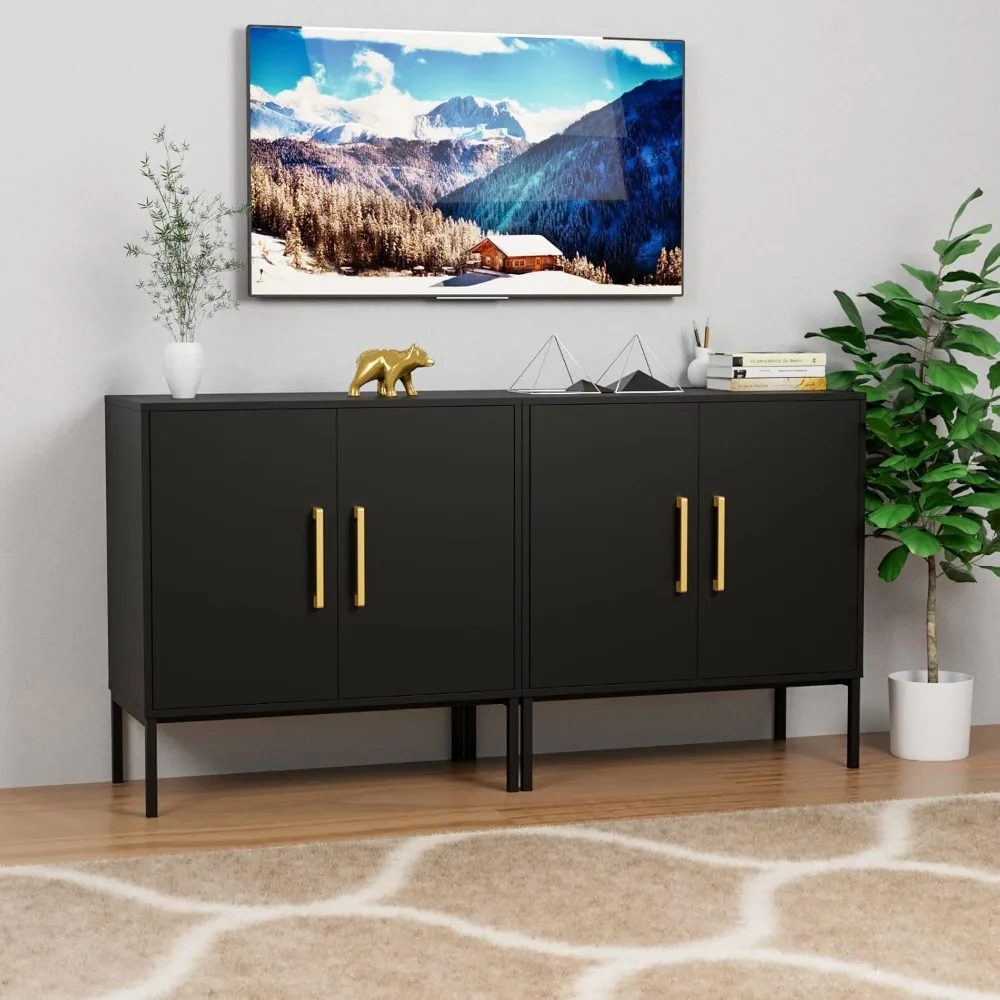 

CARPETNAL Set of 2 Accent Storage Cabinet with Doors and Adjustable Shelf, Freestanding Buffet Cabinet, Modern Sideboard