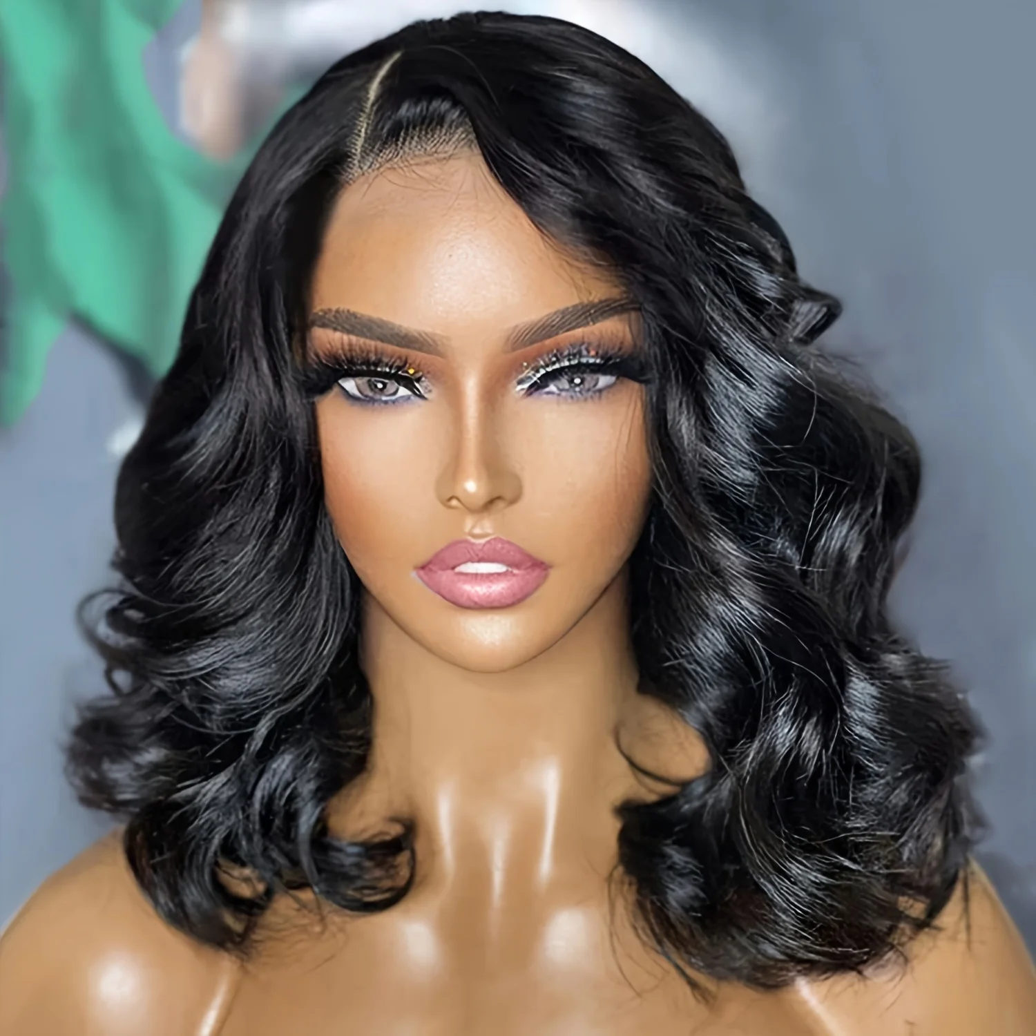 13x4 Glueless Bob Wig Human Hair Pre Cut Pre Plucked 200% Density Body Wave 13x4 Wear To Go Lace Closure Glueless Wigs