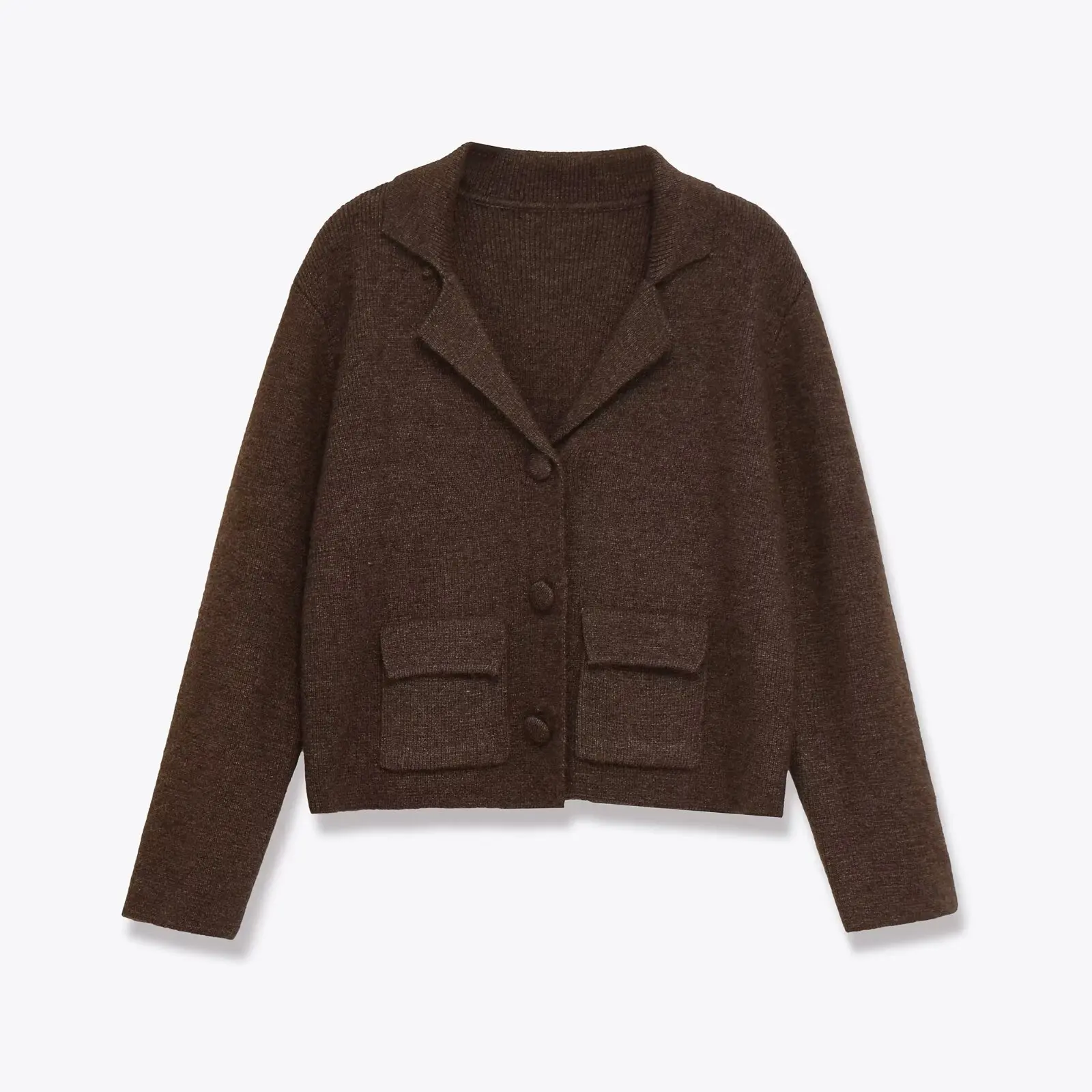 

Женский вязаный кардиган, облегающий однотонный однотонный карман с длинными рукавами и карманами, простой укороченный свитер ранней осени, женский шикарный свитер