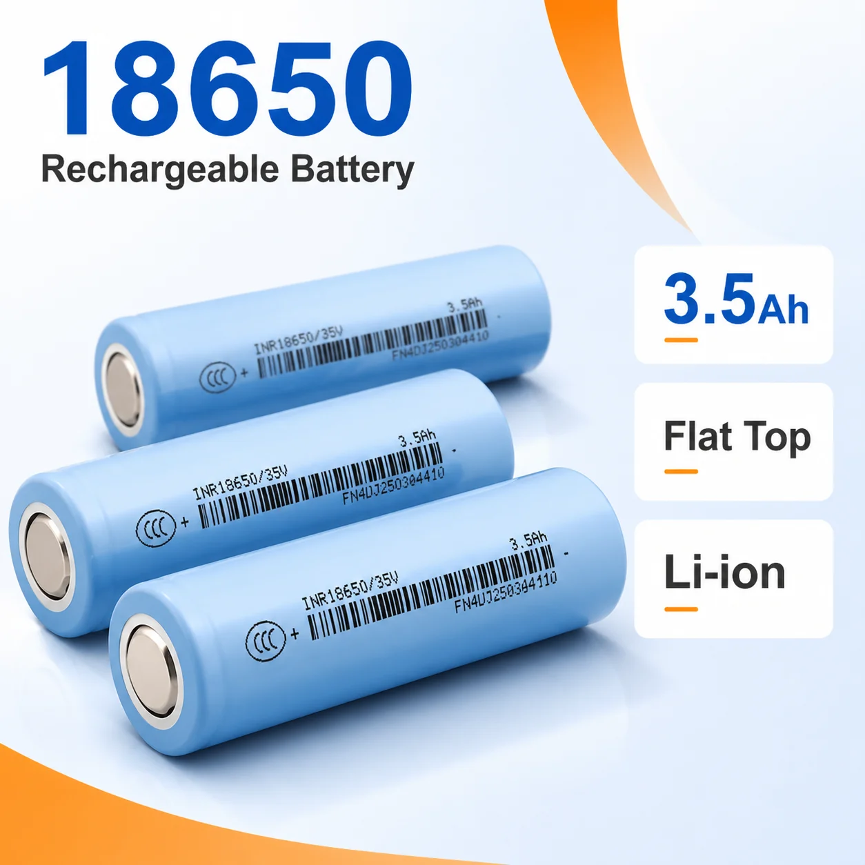 18650 Rechargeable Battery 3500mAh 3.7V Lithium Ion Cell for Flashlight Power Bank, 16340 14250 14650 16650