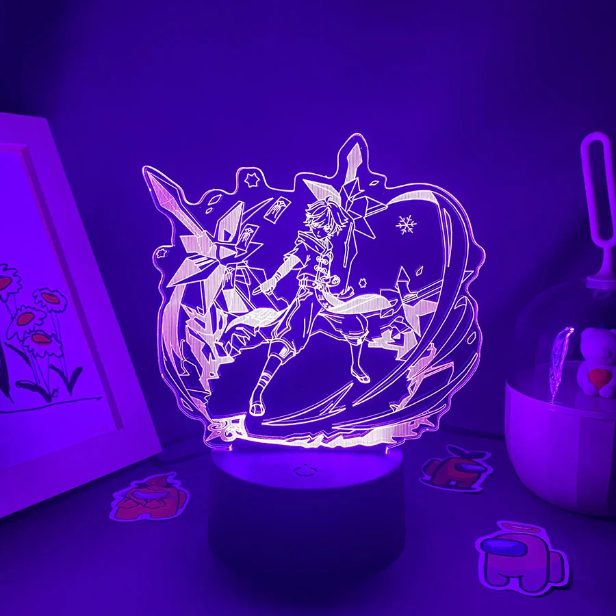 Game Genshin Impact Figure Chongyun 3D Lava Lamp Led Night Light Cool Gift For Friends Bedroom Decor Manga Game Genshin Impact