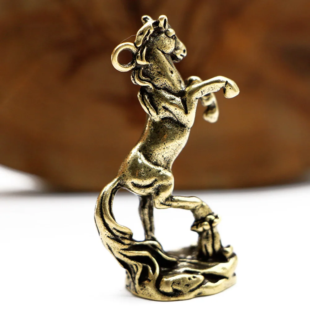 1pc Pferd Skulptur Ornamente Messing Tier Kleine Statue Büro Schreibtisch Hause Schreibtisch Dekor Tier Figuren Reinem Kupfer Handwerk