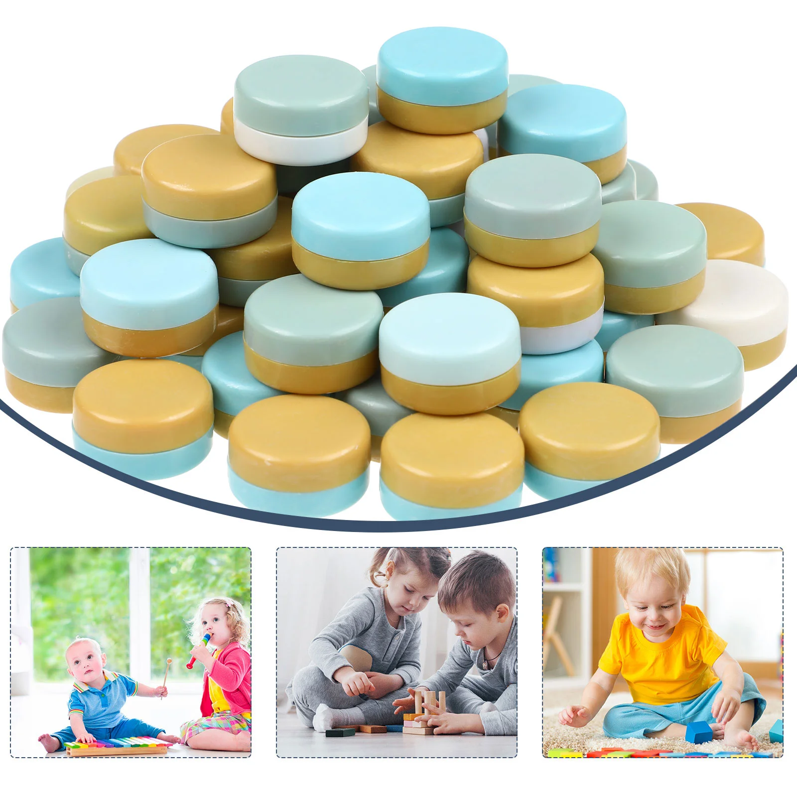 50pcs Toys 22mm Round Plastic Box Noisemakers for Infant Kids Squeaker Playthings Stop Crying Arouse Attention