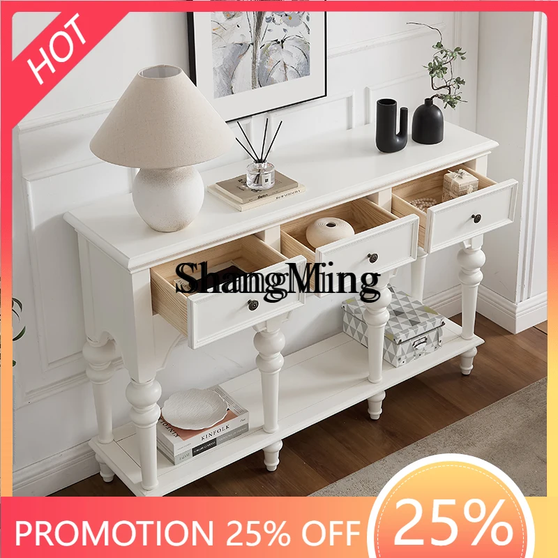 

FG good-looking solid wood porch cabinet light luxury simple retro shelf living room aisle wall cabinet