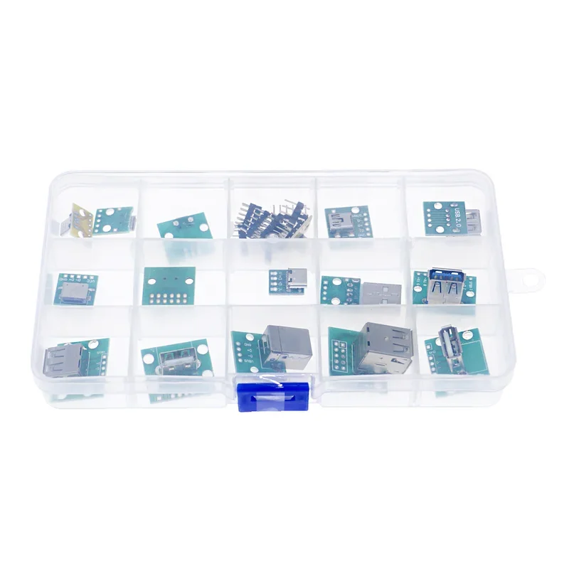 16 in 1 USB to dip pin adapter board Micro USB male and female head 2.0 3.0 Type-C converter adress kit