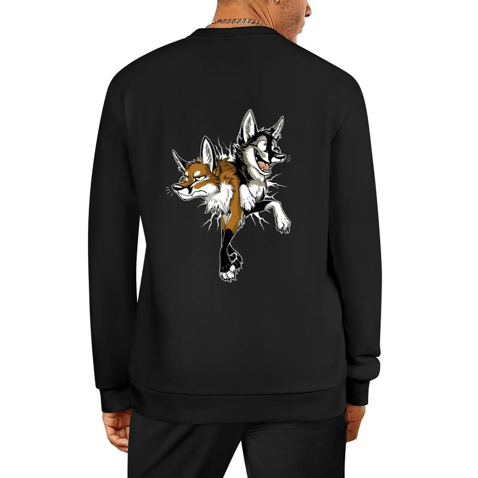 

STUCK Foxes (white cracks) Pullover japanese style clothes for men tracksuit winter clothes oversize sweatshirt