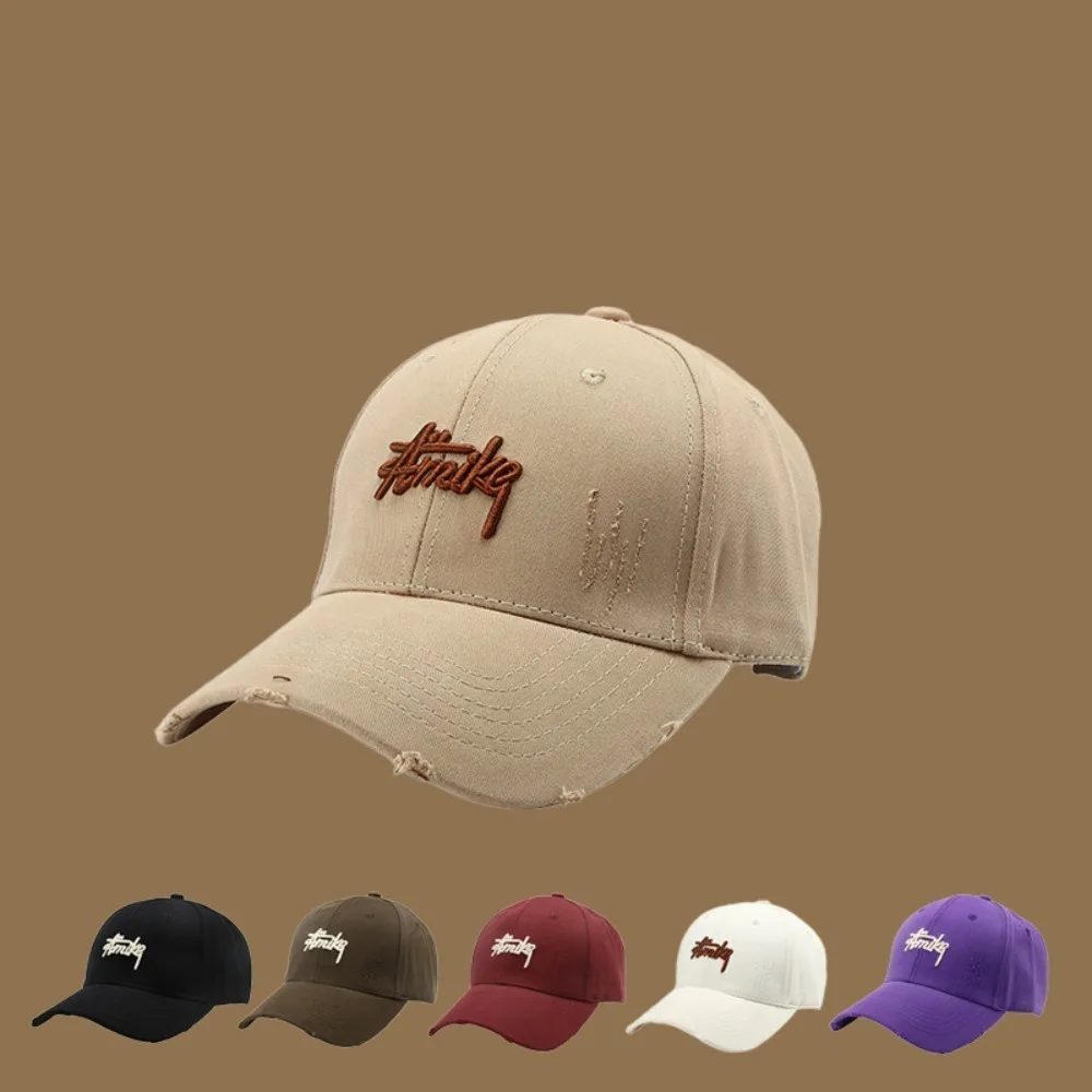 Versatile Adjustable Sunscreen Baseball Cap Korean Style Cotton Letter Embroidered Cap Sunshade Soft Cotton Peaked Hat Outdoors