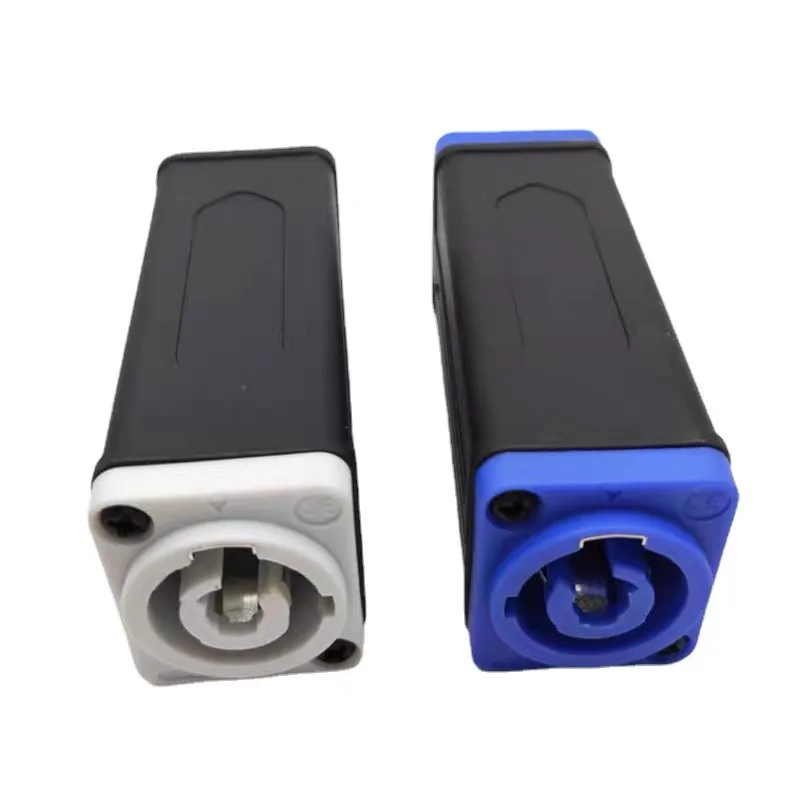 LED PowerCon AC Coupler Adapter, Extender Connector, High Quality, Speakon Panel Mount, Straight Adapter, Blue, White, 1Pc