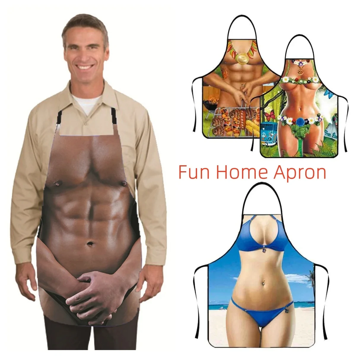 Kitchen Apron Funny Chef Cooking Gag Gift Creative Funny Grilling Baking Party Aprons for Men Women