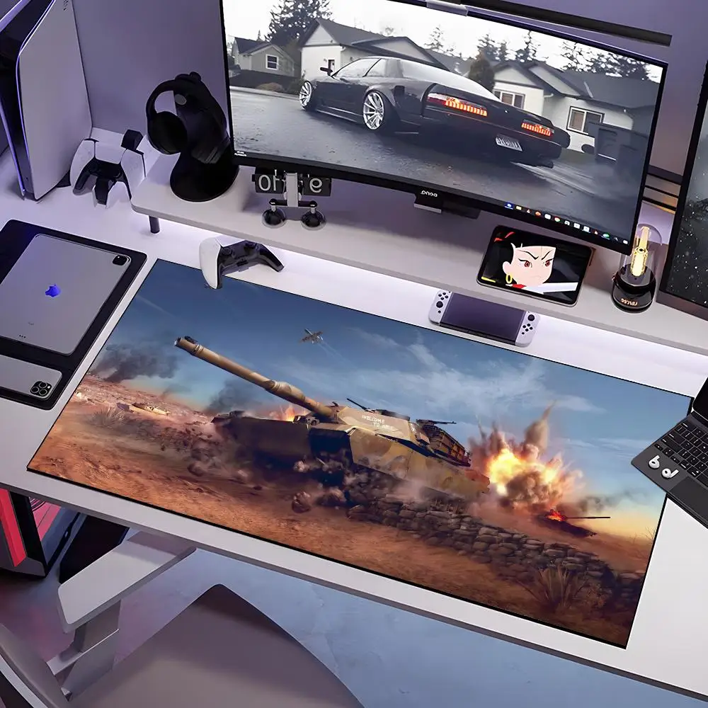 لوحة ماوس W-World Of Tanks كبيرة مضادة للانزلاق من المطاط للألعاب، وسادة مكتب متينة بحافة سميكة مناسبة للمكتب والألعاب #6