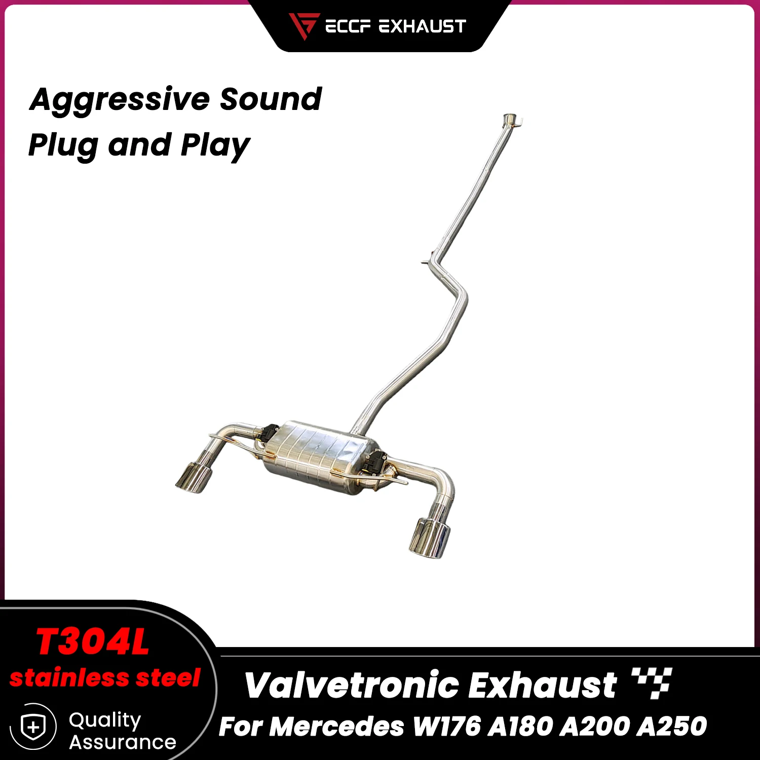 

Спортивная агрессивная выхлопная система Valvetronic из нержавеющей стали Catback для Mercedes W176 A180 A200 A250 Performance Upgrade