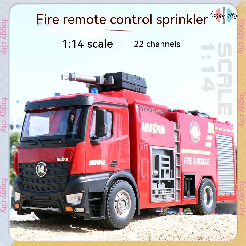 Huina New Product 22 Channel 562 Box Type One Button Sprinkler Fire Truck Sound And Light Fire Truck Children's Toy Car 1:14