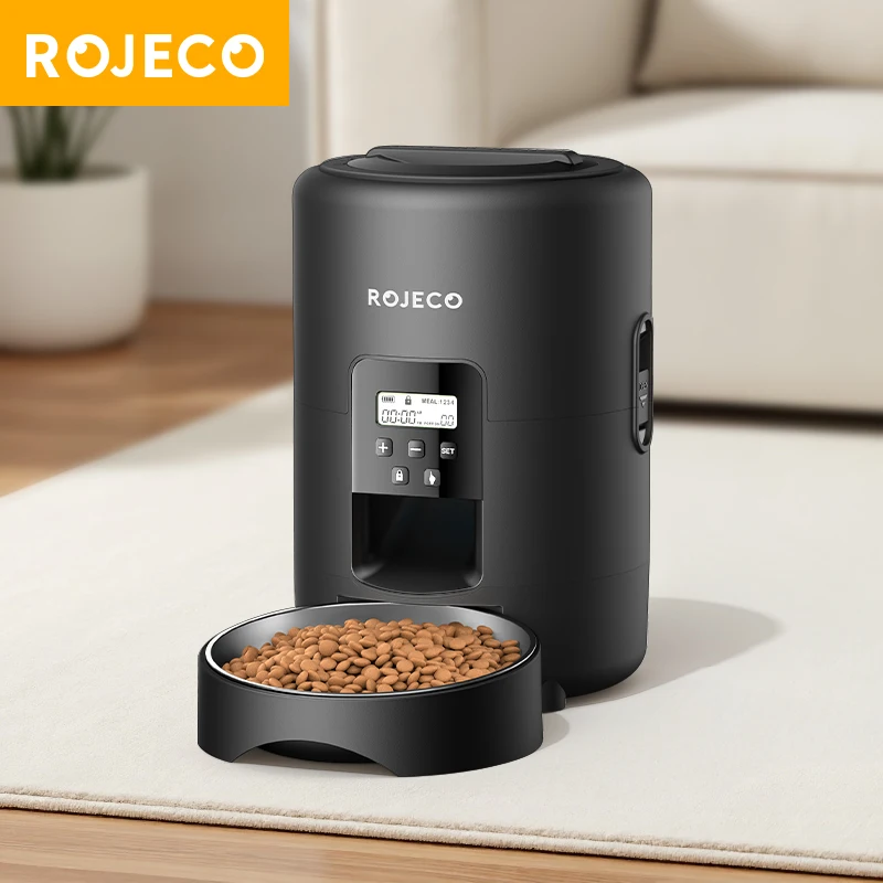 

ROJECO 2L Automatic Pet Feeder Smart Auto Dog & Cat Food Kibble Button Version Smart Dog Feeder Dispenser Pet Feeding Supplies