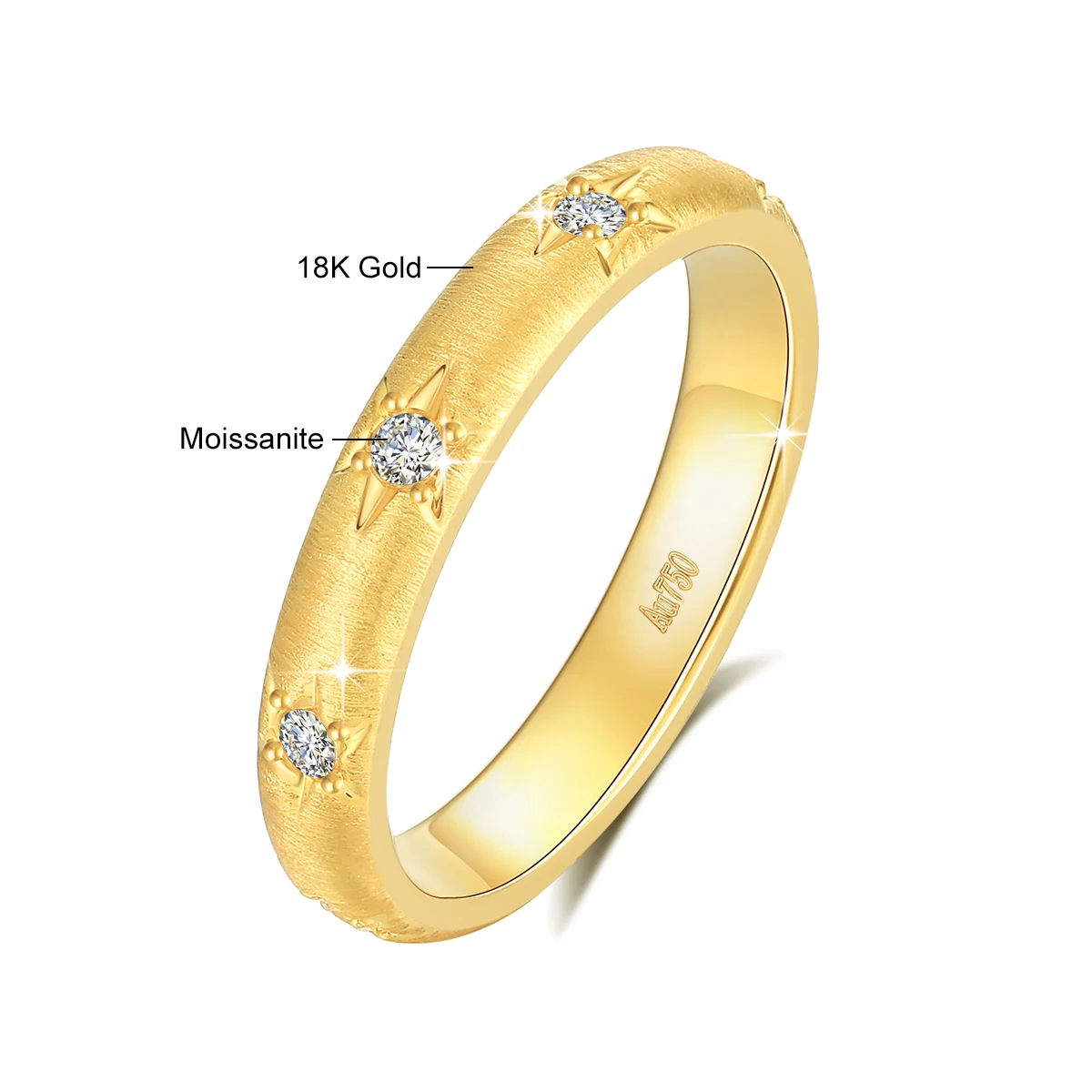 18K Gold Ring Au750 Moissanite Diamond Ring for women  Engagement Wedding Anniversary Gift Fine Jewelry