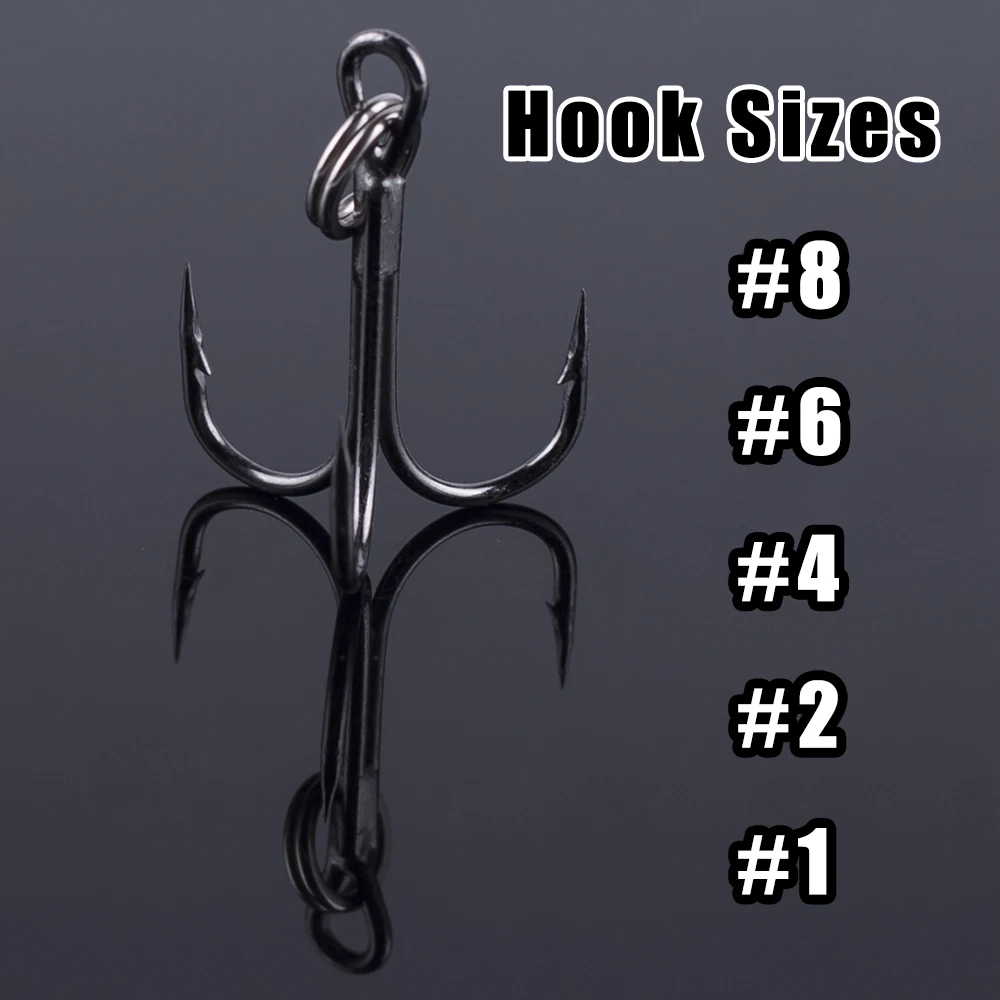 Recertop 8PCS / LOT High Carbon Steel #1#2#4#6#8 Sharp Treble Fishing Bait Hooks Accessorie Fish Hook Set For Fish Lure Tackle