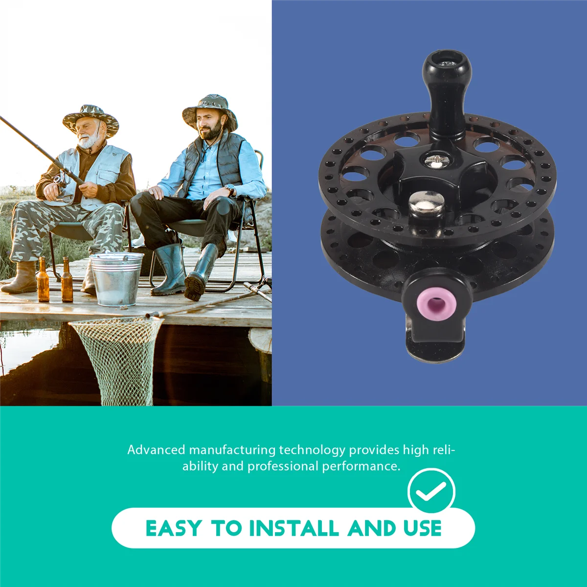 AT77 플라스틱 얼음 낚시 릴 플라이 낚시 태클 라운드 휠 낚시 액세서리