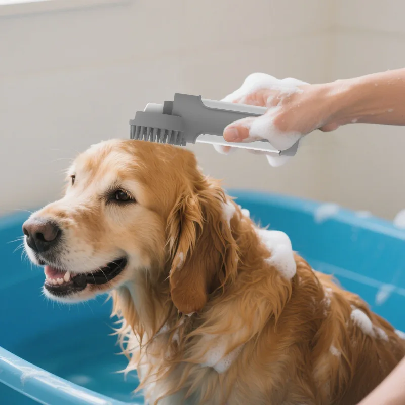 Cepillo de silicona para baño con espuma y masaje para perros, gatos - imagen 5