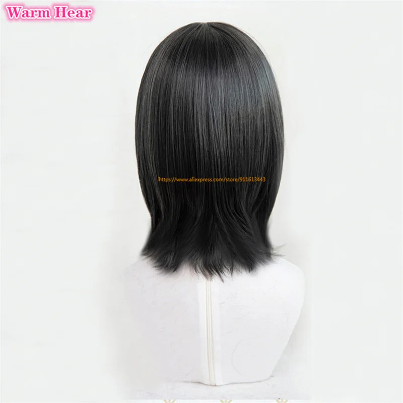 Mikasa acker man schwarz 35cm kurze bob cosplay perücke anime cos hitze beständige cosplay haar perücke perücken kappe