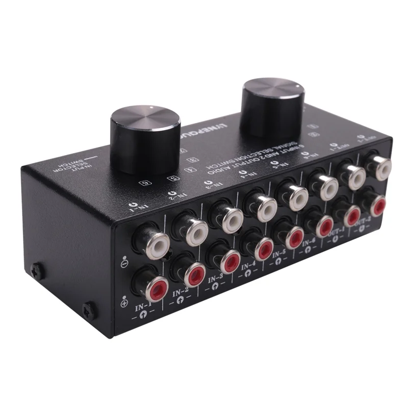 

A69Z Switcher 6 In 2 Out Or 2 In 6 Out Headphone Speaker Switcher Stereo Sound Source Signal Selection Switcher, Interface Adopt