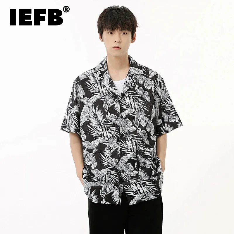 

IEFB Niche Style Men's Shirts Loose Floral Printing Cuban Collar Short Sleeve Menwear Summer New Male Clothing 2024 9C6834