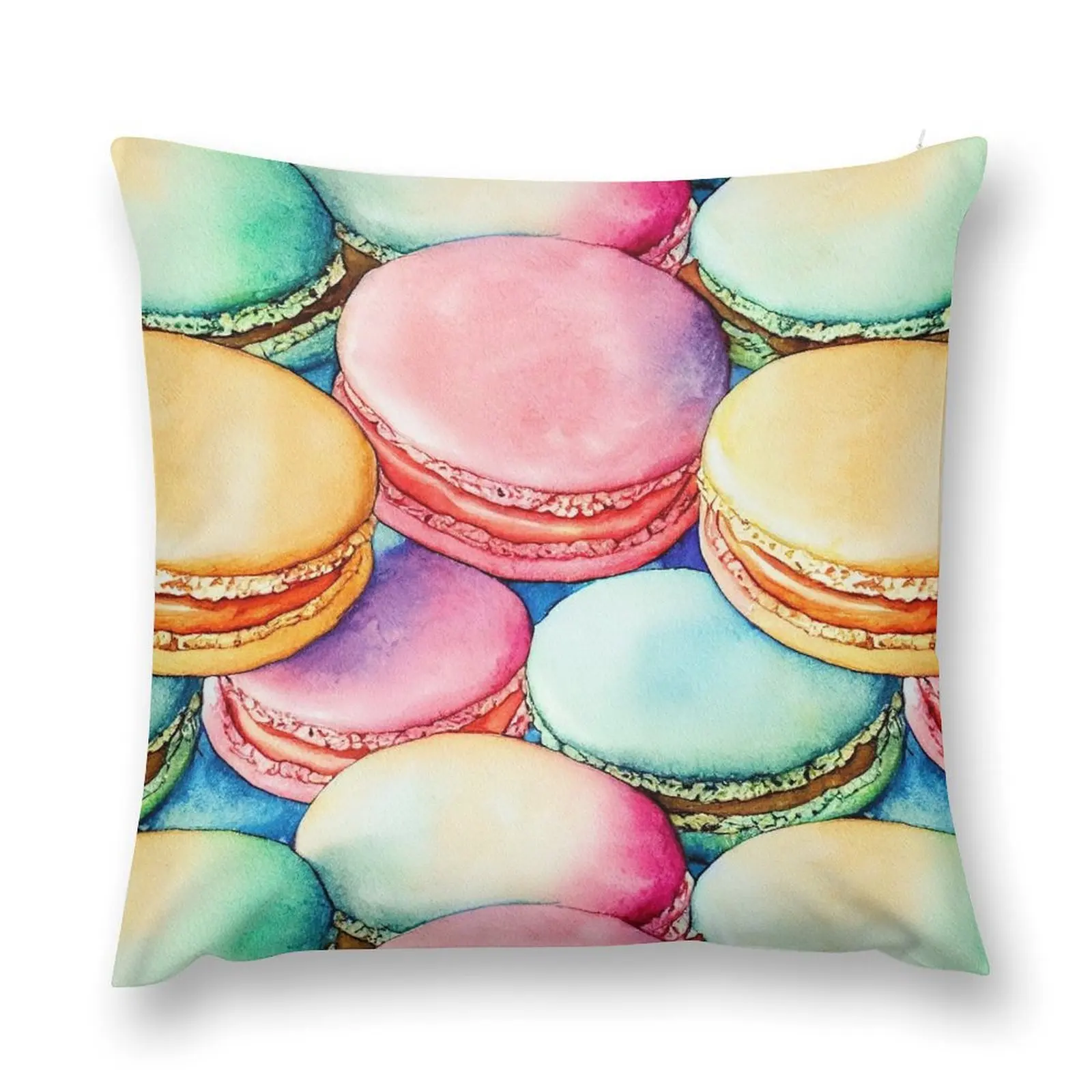 

Watercolor dessert french macaron pattern Throw Pillow Decorative Cover For Living Room Sofa Cushion pillow