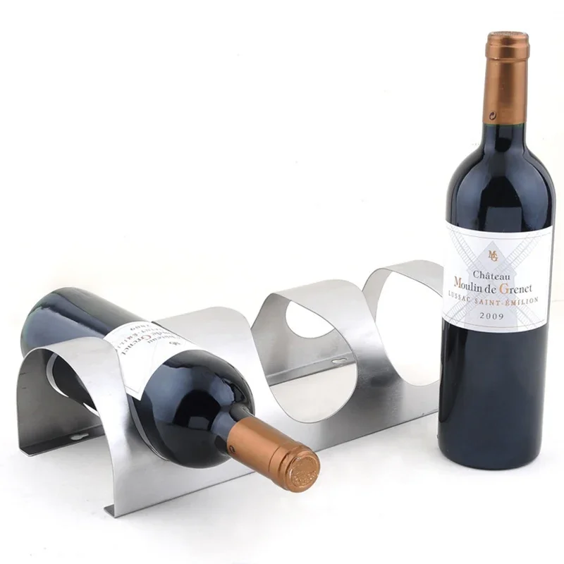 PEANDIM Creative Stainless Steel Wine Rack Wine Bottle Holder Bar Red Wine Stand Household Wall-hanging Wine Rack Decoration