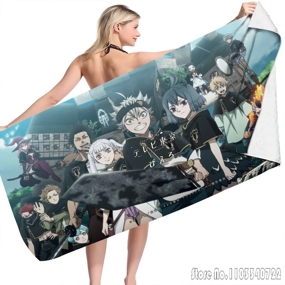 Black clover Anime Bath Towels Microfiber Beach Swimming Towel Decor for Kids Gift 75x150cm