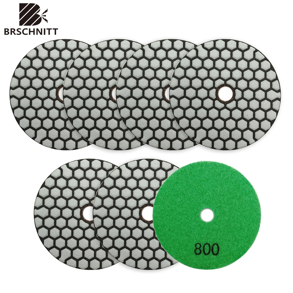 Brschnitt-diamond Dry Polishing Pad Polidor Moedor Disco de Lixamento Mármore Granito Cerâmica Pedra Grão 800 100 mm Pcs por Conjunto