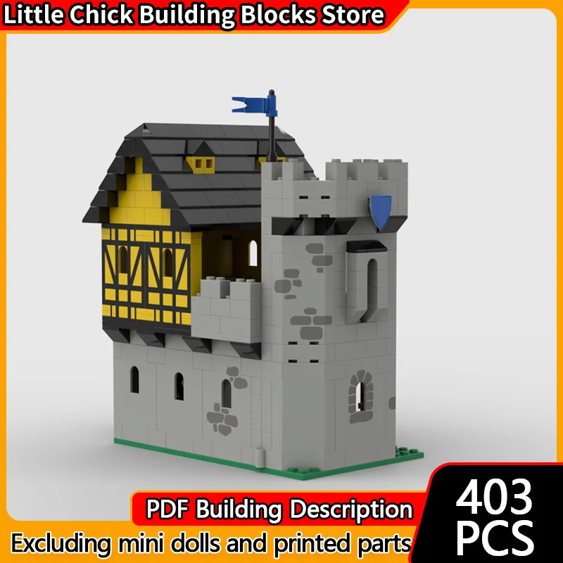 

Medieval Castle Model MOC Building Bricks Stable With Residential Modular Technology Children Holiday Gifts Assemble Toys Suit