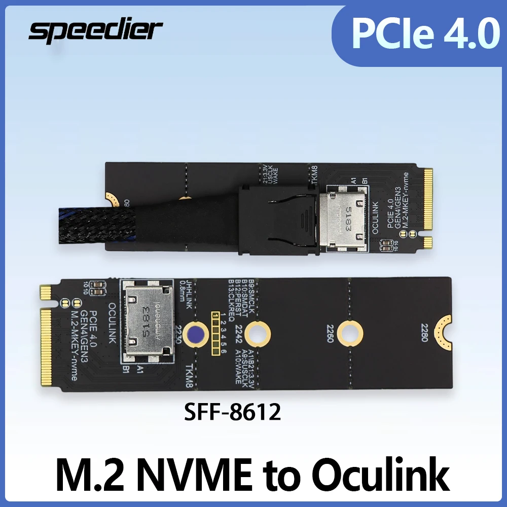 

PCIe 4.0 X4 NVME To U2 OCulink Riser Card 2230-2280 M.2 M Key SFF-8612 Женский адаптер-конвертер NGFF Gen4 для U.2 SSD Ноутбуки ПК