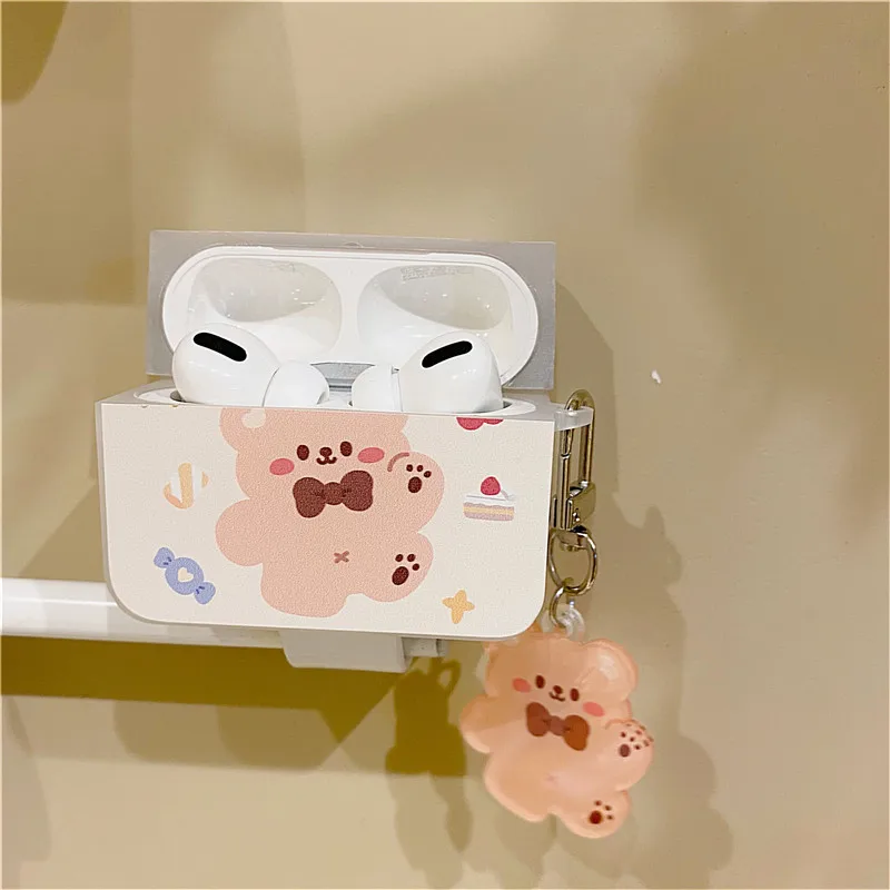 Estuche de dibujos animados de oso cuadrado para Airpods Pro, auriculares Apple Pod con Bluetooth, 2. ª generación, 3. ª, carcasa bonita, simplicidad suave