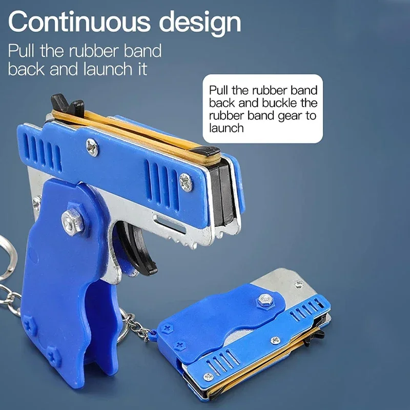 1PC Mini porte-clés pistolet élastique pistolet jouet pistolet tir pistolet alliage enfant activités de plein air jeu de fête cadeau d'anniversaire pour les enfants