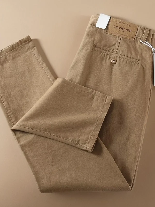 

Autumn Winter Men's Briti Sle Casual Pants Heavy Waed Twill Straight Leg mid Waist Long Pants Cool Luxury Nine Points