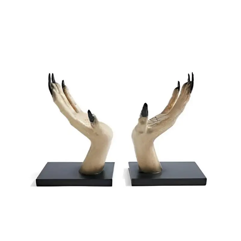 Witchy Hand Book Stand Resin Halloween Shelves Bookends Anti-Slip Book Support for Organized Libraries Bookshelf Stopper for