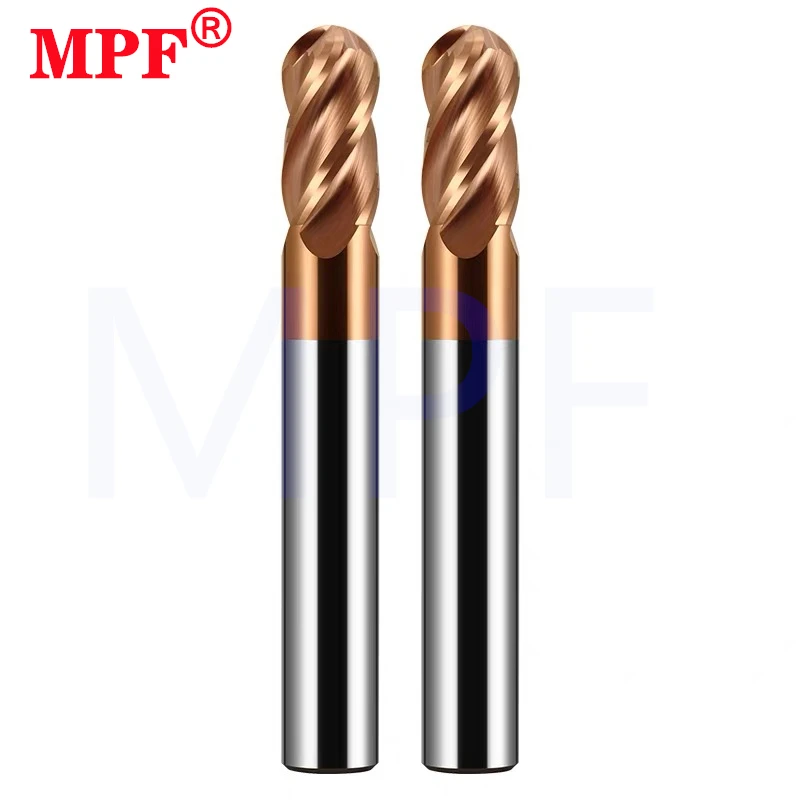 HRC55 4-Flute Alloy Ball Nose Milling Cutter Tungsten Steel Carbide Coating End Mill For CNC Mechanical Center Endmills Tools