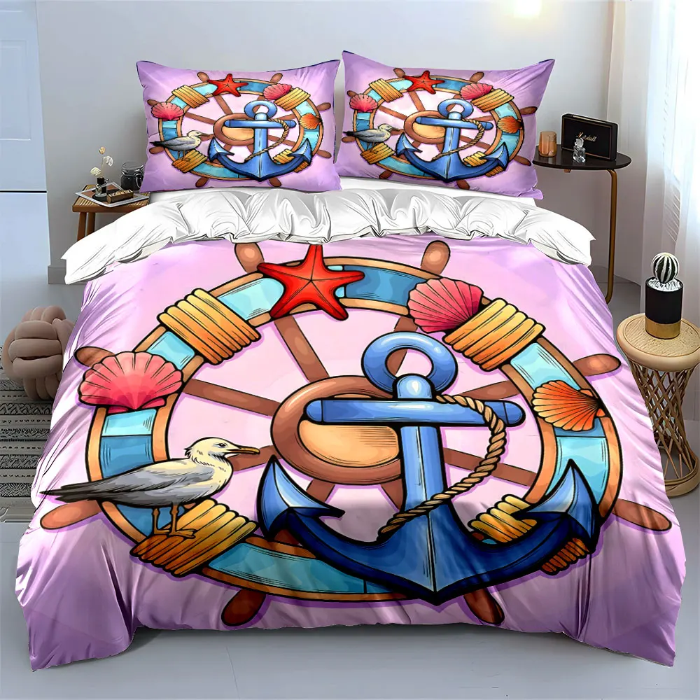 Nautical Decor Set Beach Theme Multiple sizes kid's and adults' bedroom Exquisite 3PC bedding set, gift
