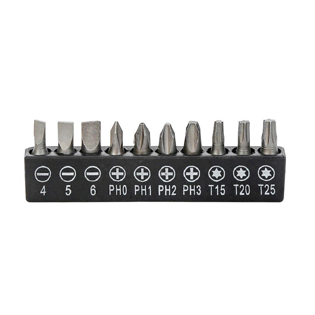 

10pcs Slotted/PH/Torx Cross Bit Drill Head Electric Screwdriver Bits Hand Tools