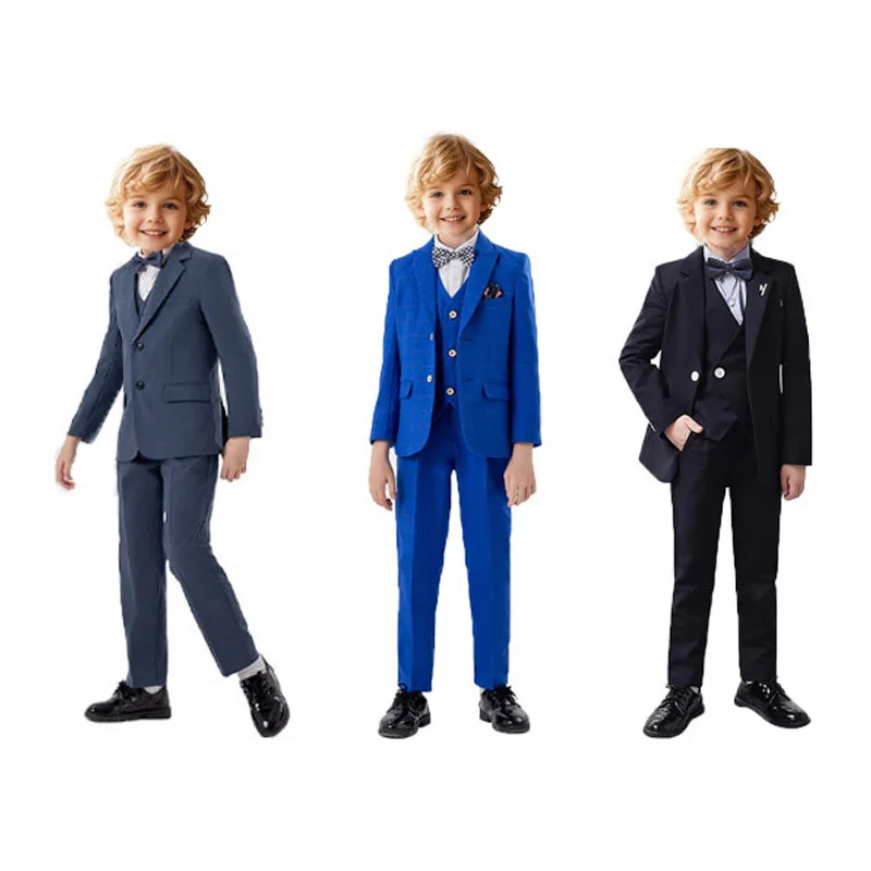 

Flower Boys 4Pieces/Set Jacket Vest Pants Bowtie Wedding Dress Kids Formal Blazer Suit Children's Host Piano Performance Costume