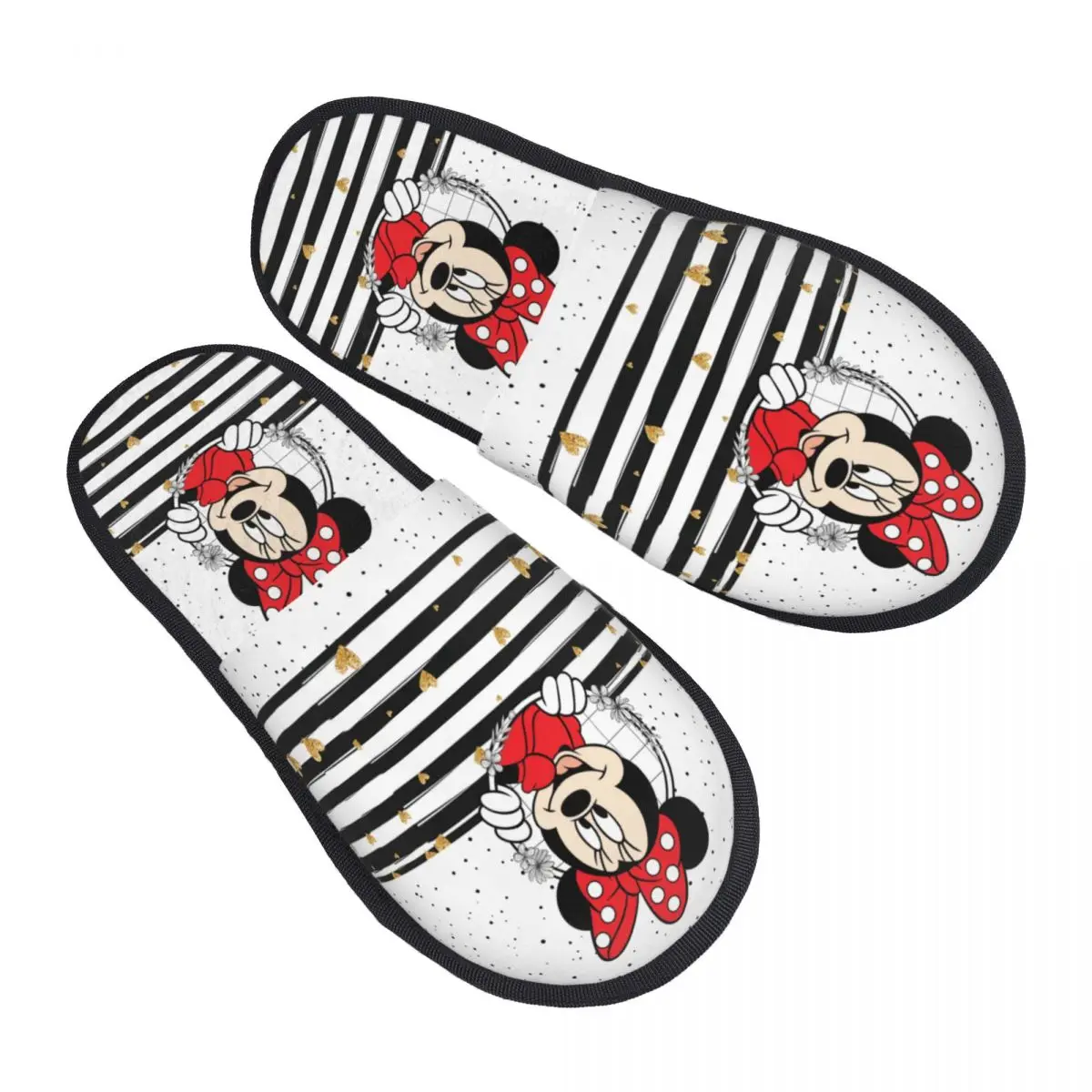 Custom Minnie Mouse Polkadot Anime Cozy Scuff With Memory Foam Slippers Women Spa House Shoes