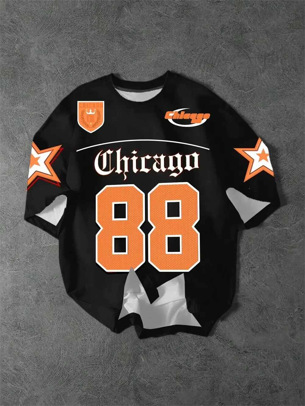 New Hot Sell Summer Men's Chicago Digital Printed 3d T-Shirt Harajuku Round Neck Loose Hip-Hop Streetwear Casual Sportswear Top