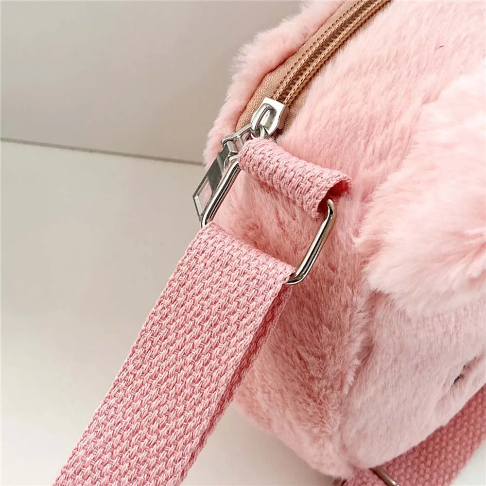 Cartoon Cat Baby Girls Crossbody Bags Cute Soft Plush Children\'s Shoulder Bag Winter Fashion Boys Kids Furry Handbags Coin Purse